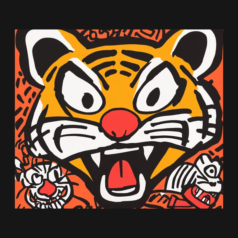 Vibrant Pop Art Tiger in Street Art Style Mouse Pad