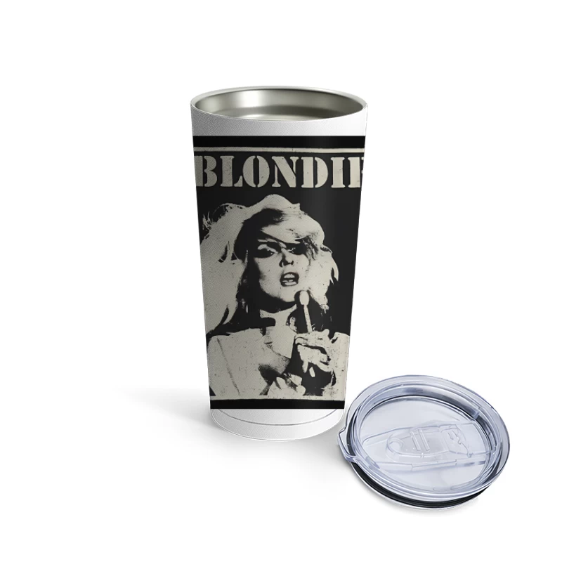 Vintage Black and White Blondie Band Promotional Poster Travel Mug