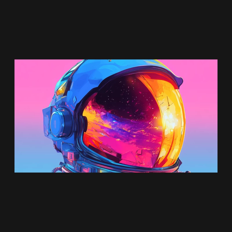 Vibrant Neon Astronaut: A Cosmic Digital Art Masterpiece Desk Mat