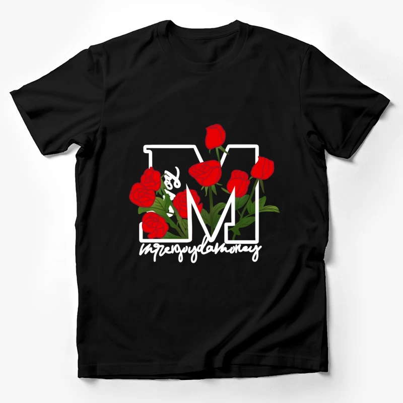 Rote Rosen auf Buchstaben-M Design Herren T-Shirt