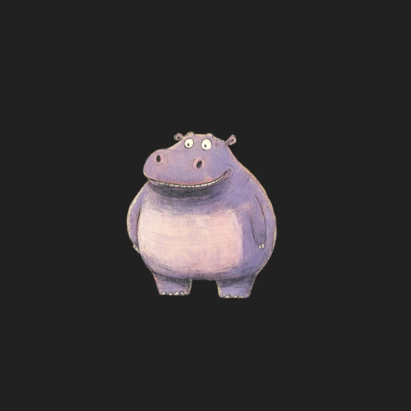 Cute Purple Cartoon Hippo Illustration Bucket Hat