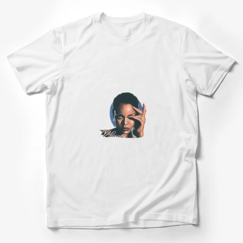 Illustrierter Portrait-Style mit Namen Rihanna Herren T-Shirt