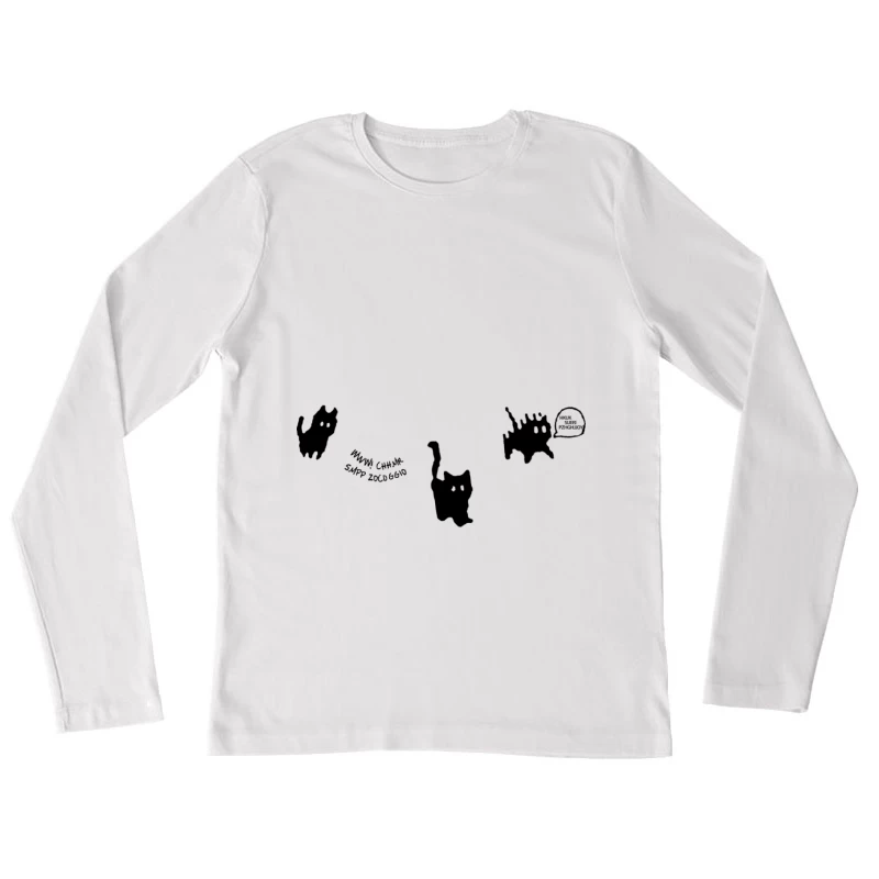 Niedliche Geisterkatzen mit Text Damen Langarm T-Shirt