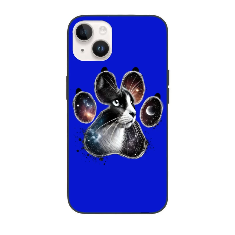 Cosmic Cat Paw Print Art iPhone Case