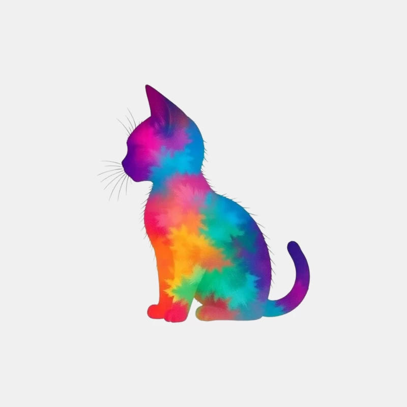 Rainbow Tie-Dye Cat Silhouette Art Male Tank Top