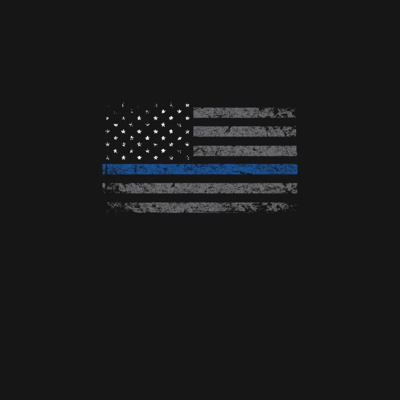 Distressed Thin Blue Line Flag Symbolizing Police Support Desk Mat
