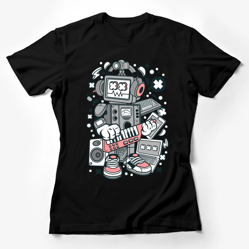 Robot musical avec gadgets de technologie Femme T-Shirt