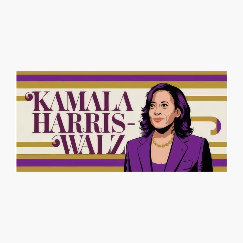 KAMALA HARRIS-WALZ Stylized Portrait of Political Figure in Purple Coffee Mug