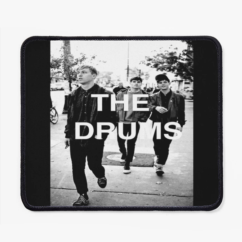 The Drums Band Members Walking on Street - Vintage Black and White Photo Mouse Pad