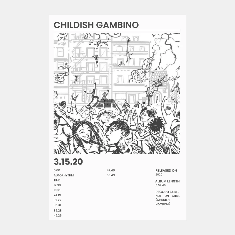 Childish Gambino's Sketched Urban Album Cover Release Male Tank Top