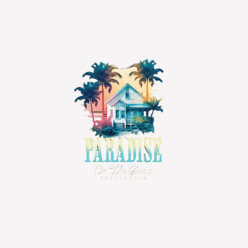 Paradis sur la Côte avec des Palmiers et une Maison Femme T-Shirt