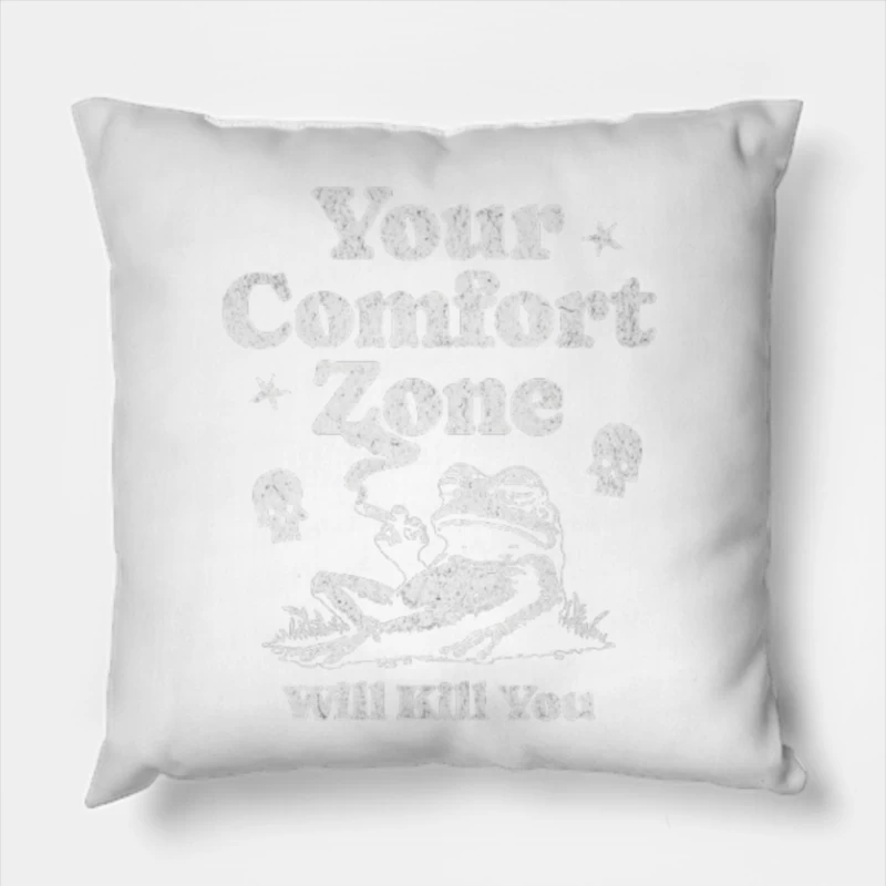 Comfort Zone Typography with Playful Dinosaur Design Throw Pillow