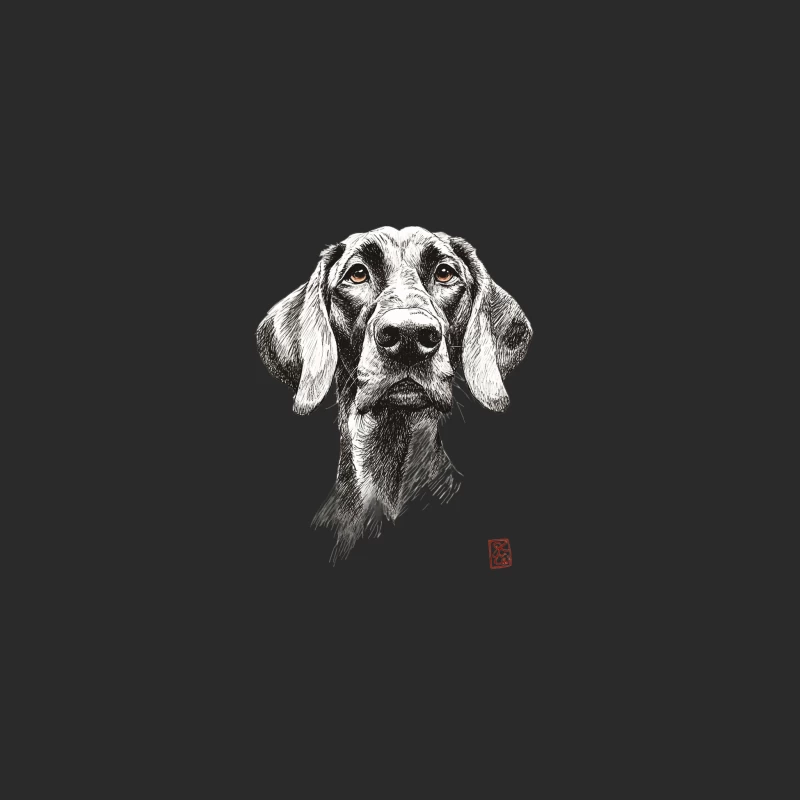 Detailed Pencil Sketch of a Hound Dog Portrait Baseball Cap