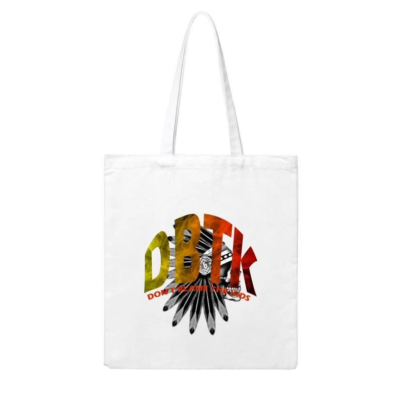 DBTK Logo Design Featuring Feathers and Skull Cotton Tote Bag
