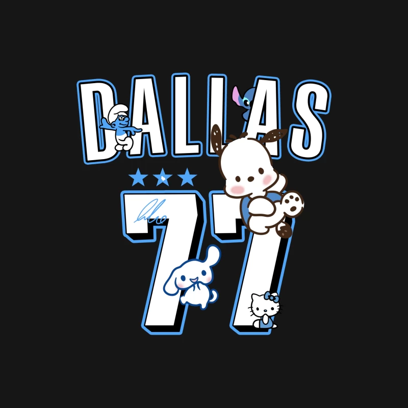 Lustige Zeichentrickfiguren mit Dallas-Thema Herren Langarm T-Shirt