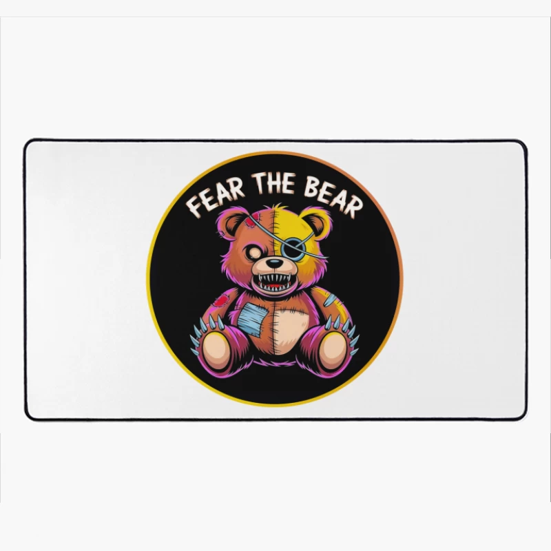 Scary Stitched Teddy Bear  "Fear The Bear" Desk Mat