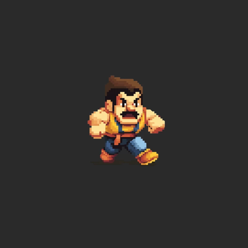 Retro Fighting Game Character in Pixel Art Style Baseball Cap