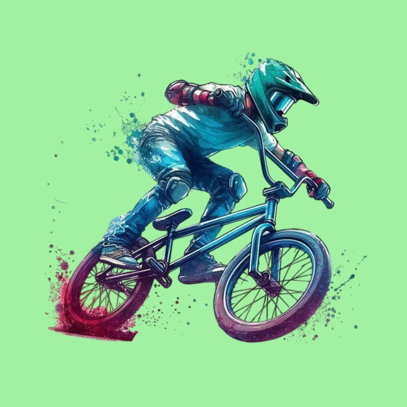 Dynamic BMX Biker in Action Throw Pillow