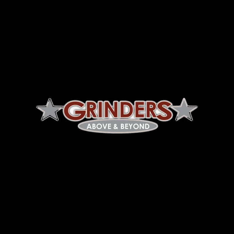 Grinders Restaurant Logo with Metallic Stars and Red Text Desk Mat