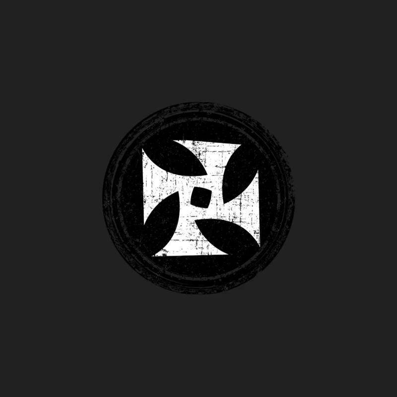 Grungy Circular Cross Logo Emblem Bucket Hat