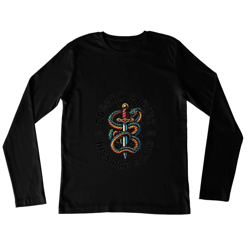 Traditional Snake and Dagger Logo Design - Covert Strike Emblem Female Long Sleeve T-Shirt