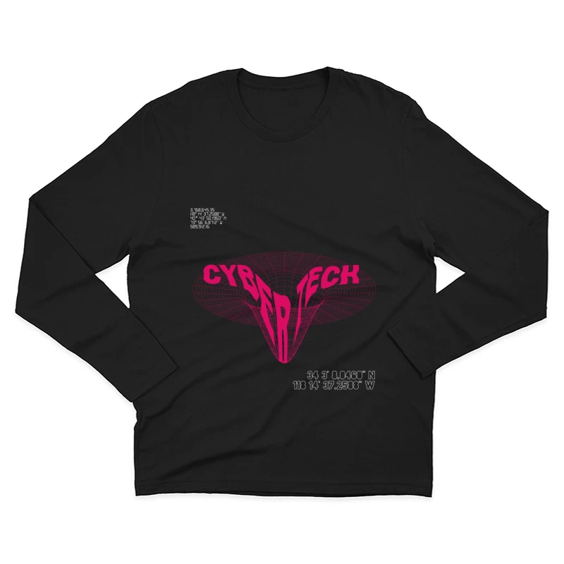 Cyber Tech 3D Gitter Illustration Herren Langarm T-Shirt