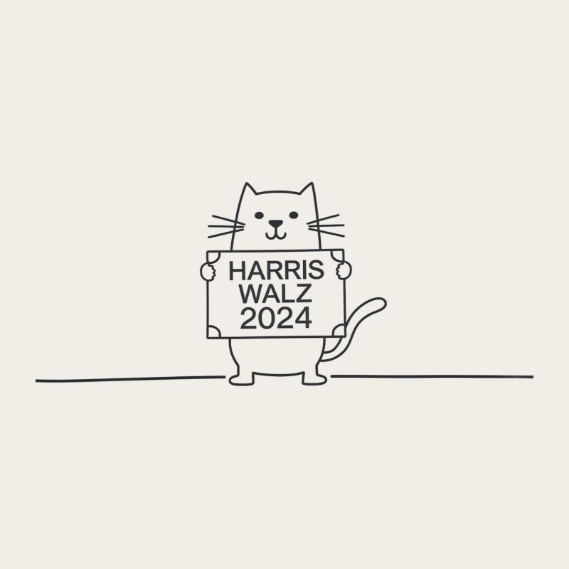 Cute Cartoon Cat Promoting Harris Walz 2024 Political Campaign Bucket Hat