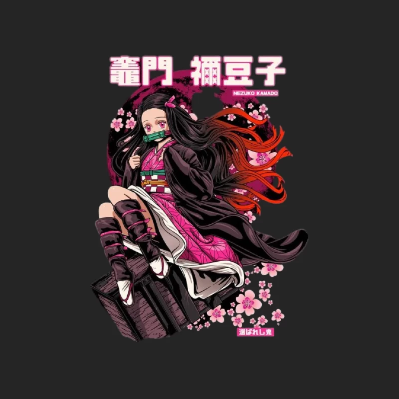Nezuko Kamado mit Kirschblütenhintergrund Herren Pullover Sweatshirt