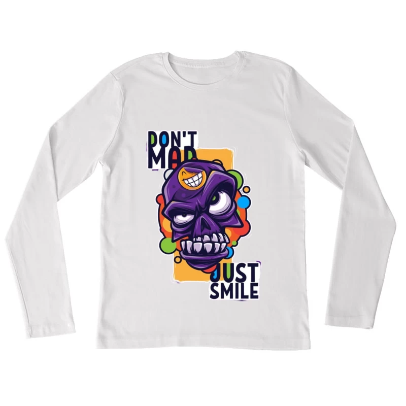 Lächelnder Totenkopf mit motivierendem Spruch Damen Langarm T-Shirt