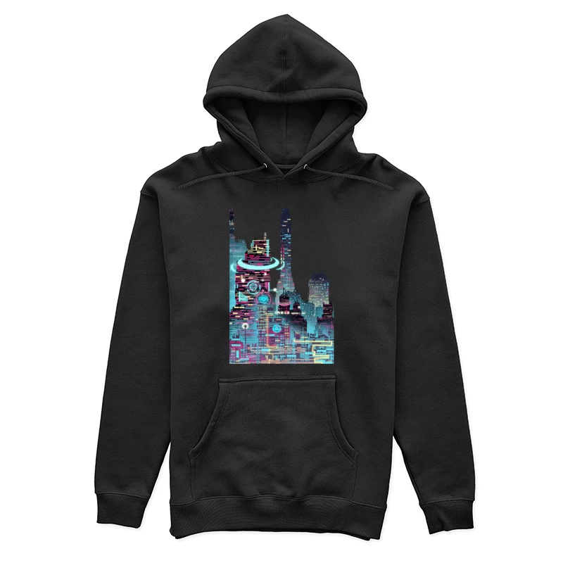 Futuristische Neon-Stadtansicht Damen Pullover Hoodie