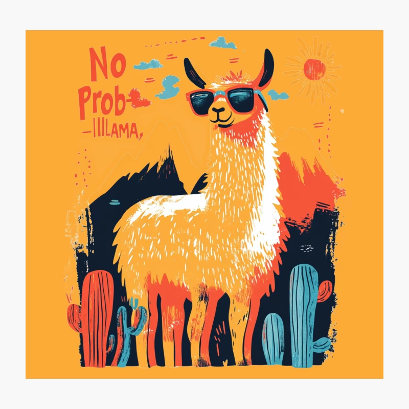 Cool Llama's Desert Adventure: No Prob-llama! Throw Pillow