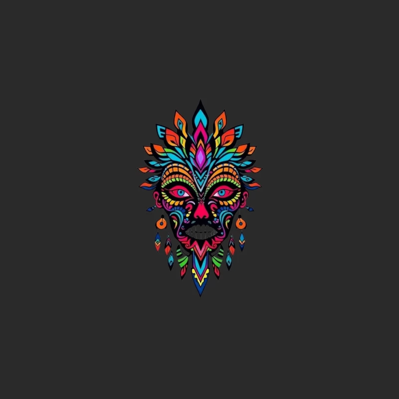 Colorful Tribal Mask Illustration Baseball Cap