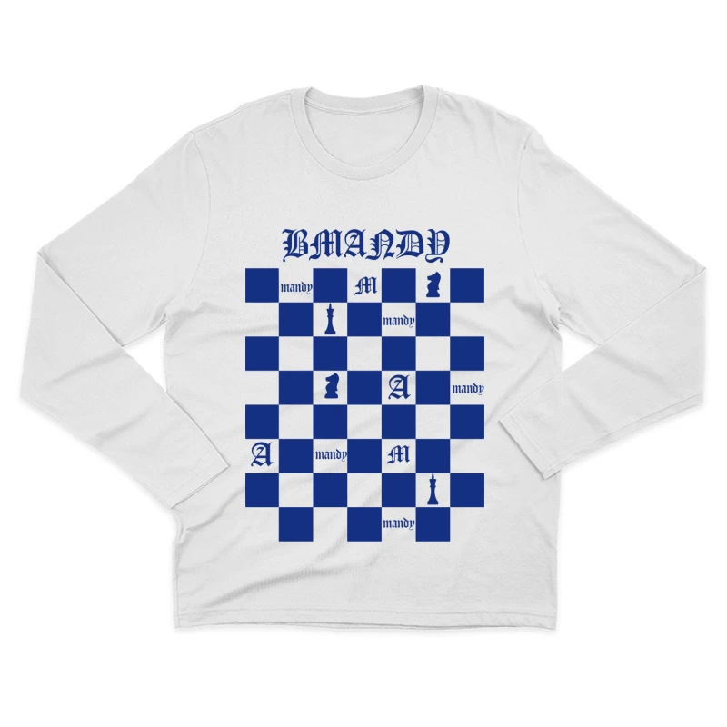 Schachbrettmuster mit Buchstaben und Symbolen Herren Langarm T-Shirt