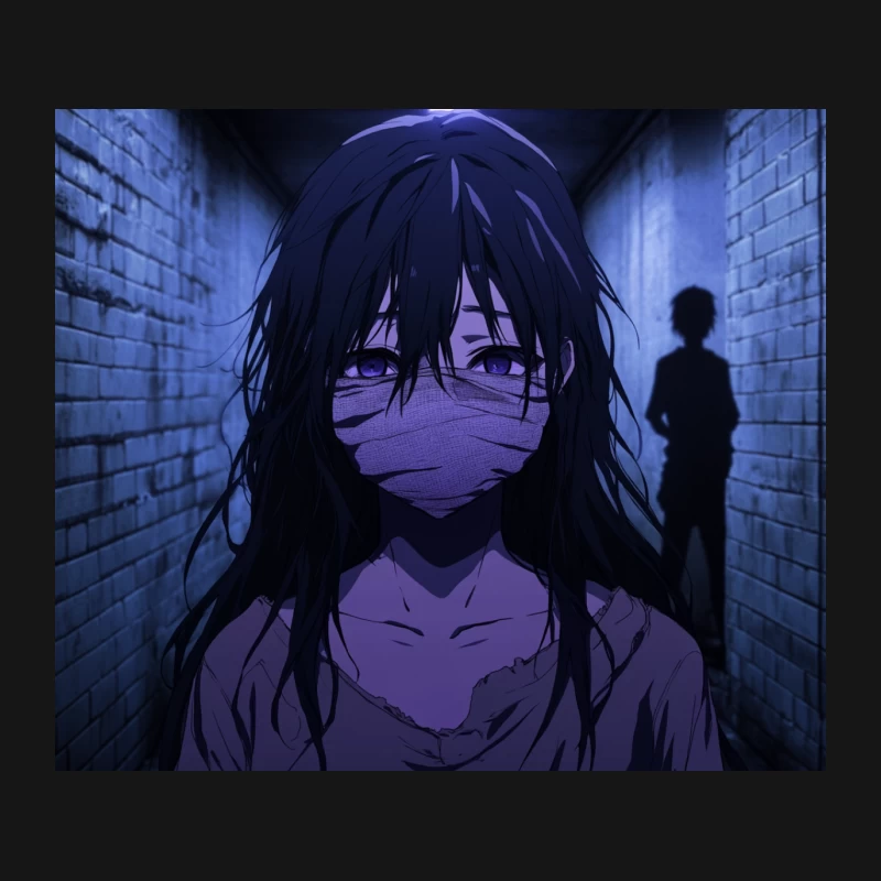 Ominous Encounter in a Dimly Lit Anime Alley Mouse Pad