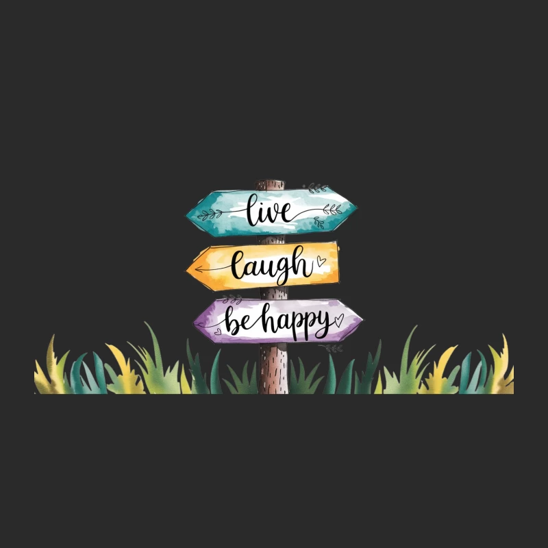 Colorful Watercolor Motivational Signs: Live, Laugh, Be Happy Baseball Cap