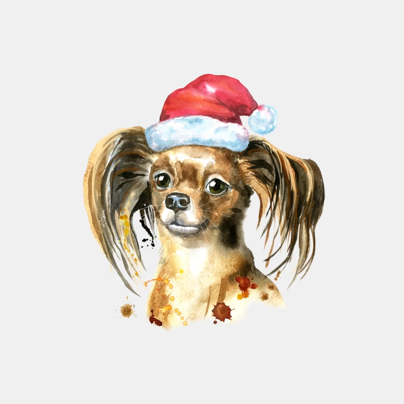 Chien avec chapeau de Noël en aquarelle Homme Débardeur