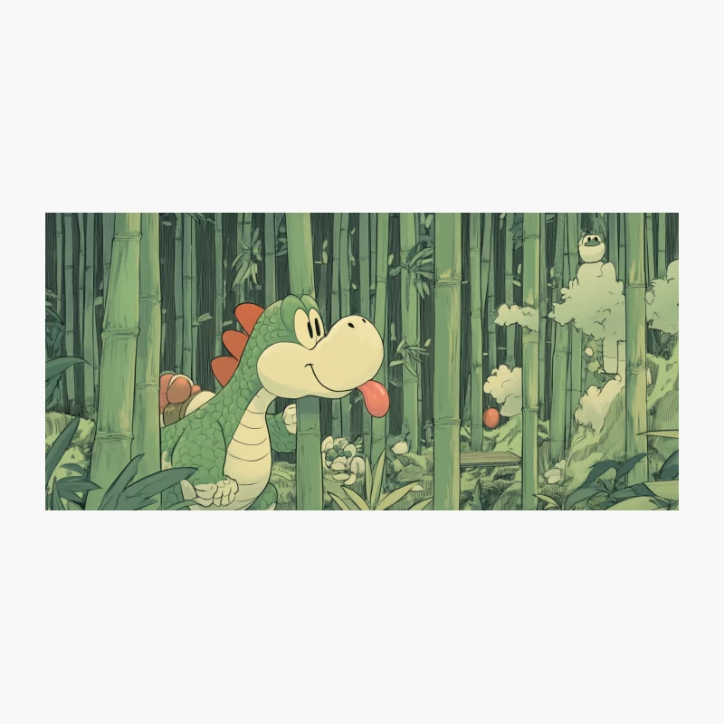 Cute Cartoon Dinosaur in Enchanted Bamboo Forest Coffee Mug