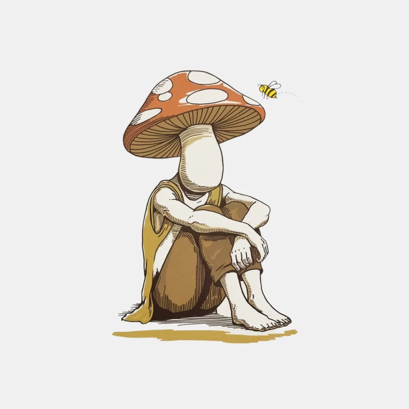 Whimsical Mushroom Being: A Surreal Fantasy Illustration Male Tank Top