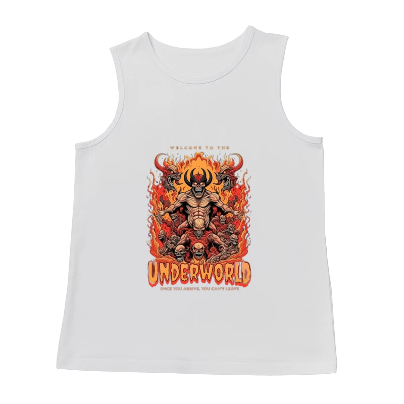 Welcome to the Underworld: Demonic Horror Art with Flaming Skulls Male Tank Top