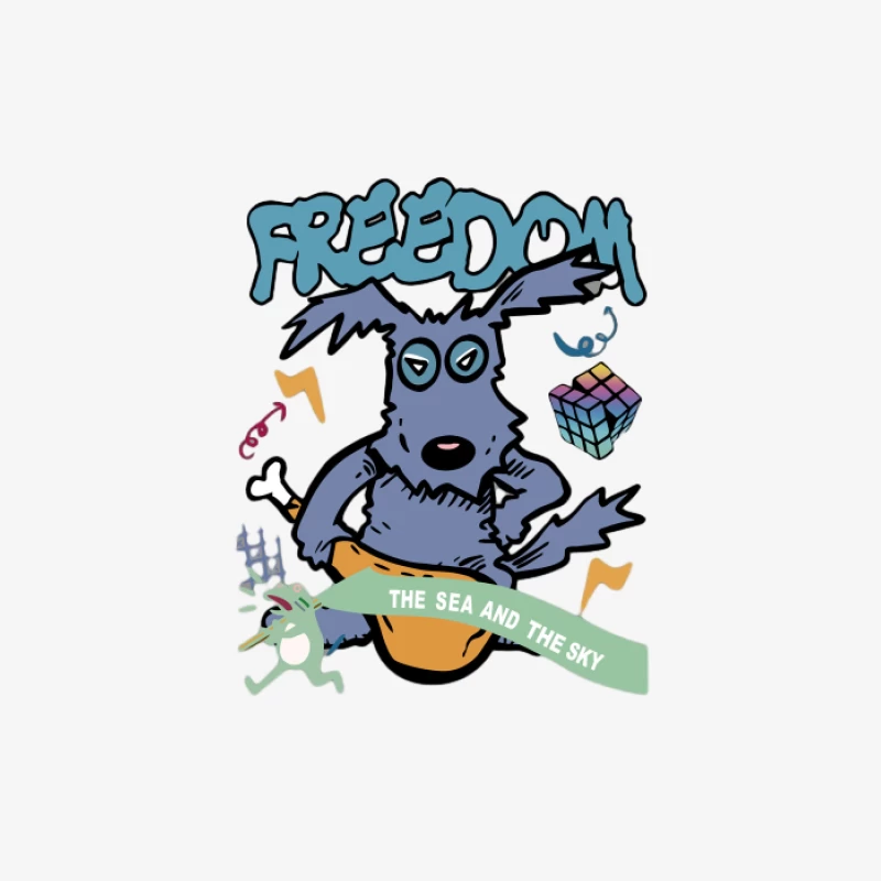 Liberté, Chien, Mer et Ciel Homme Sweat-shirt à enfiler