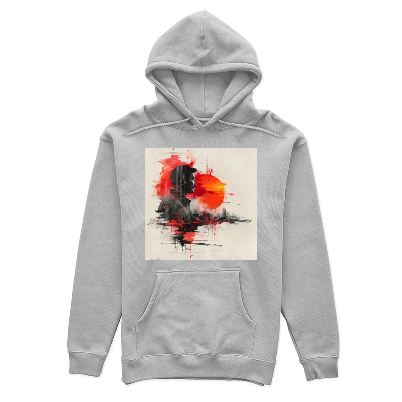 Urban Silhouette in Crimson Sunset Female Pullover Hoodie