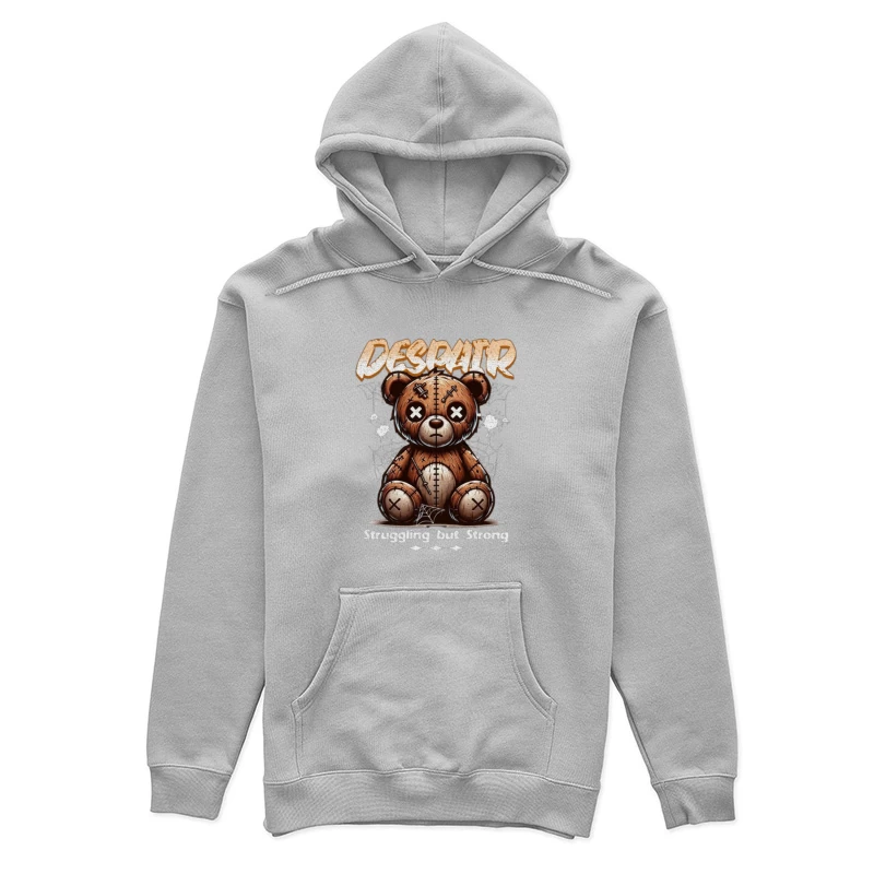 Gothic Stitched Teddy Bear with Despair Theme Female Pullover Hoodie