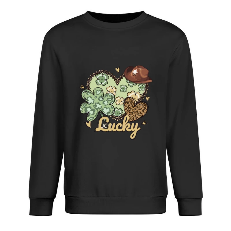 Glücksdesign mit Kleeblatt und Cowboyhut Herren Pullover Sweatshirt