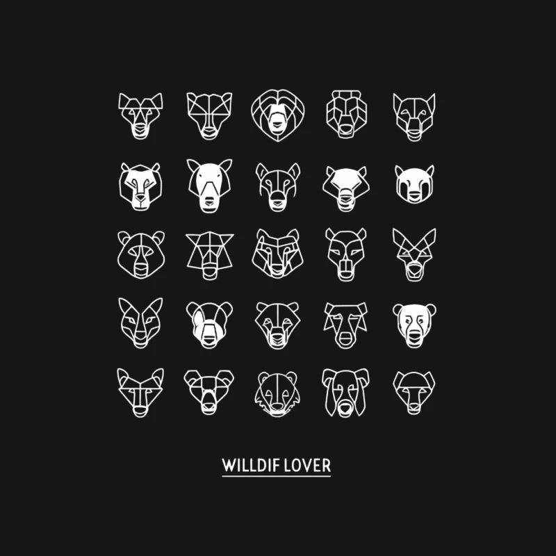 Geometric Wildlife Sketch Collection: Minimalist Animal Portraits Mouse Pad