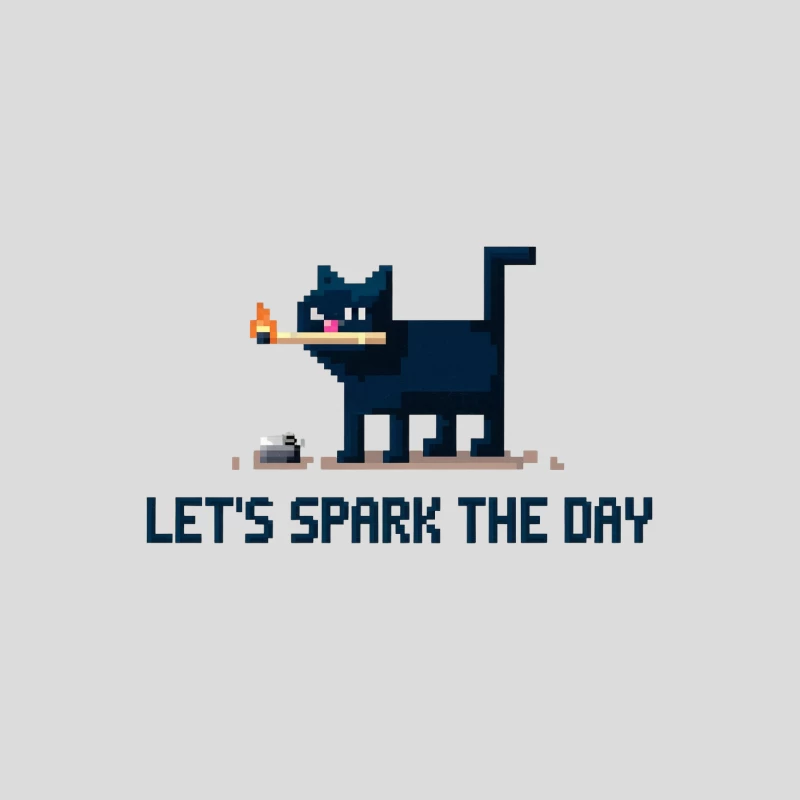 Pixelated Black Cat Sparks Motivational Retro Humor Baseball Cap