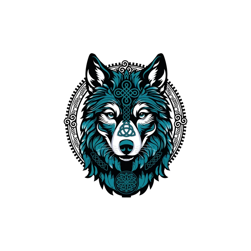 Majestic Celtic Wolf – Teal Knotwork Design Tapestry