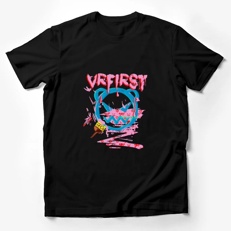 Buntes Graffiti-Design mit VR-Elementen Herren T-Shirt