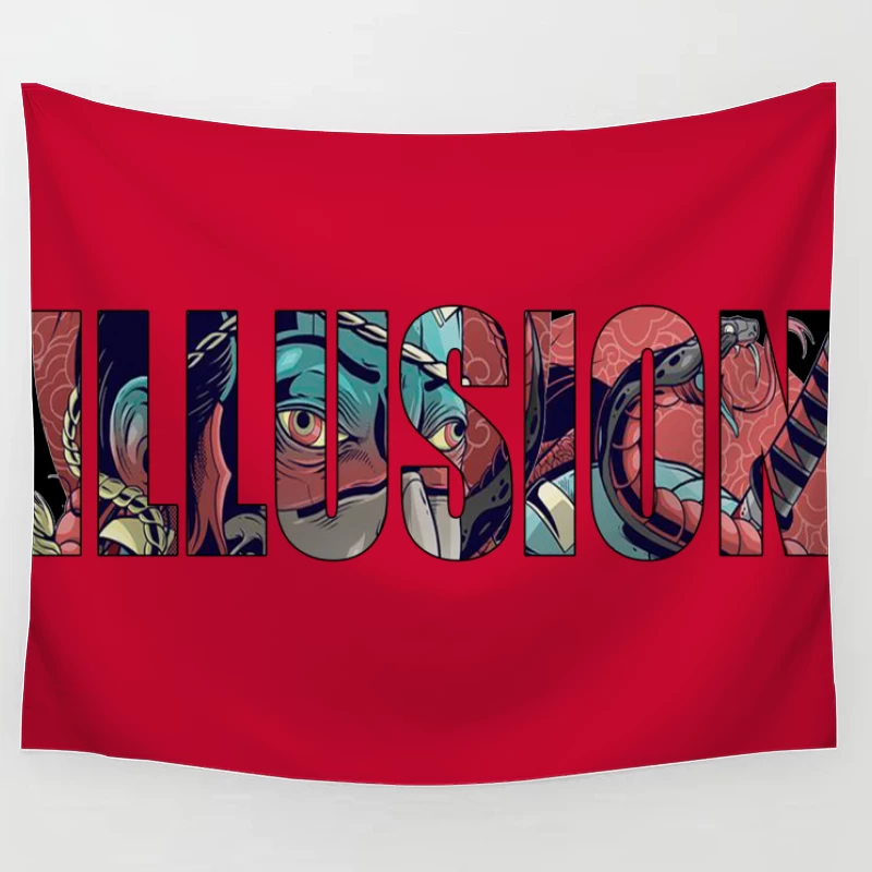 Colorful Artistic Illusion Design Tapestry