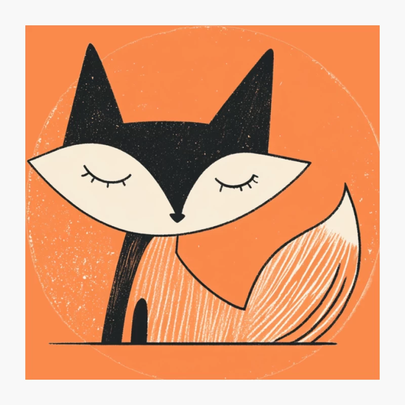 Sleeping Fox Minimalist Illustration Pin