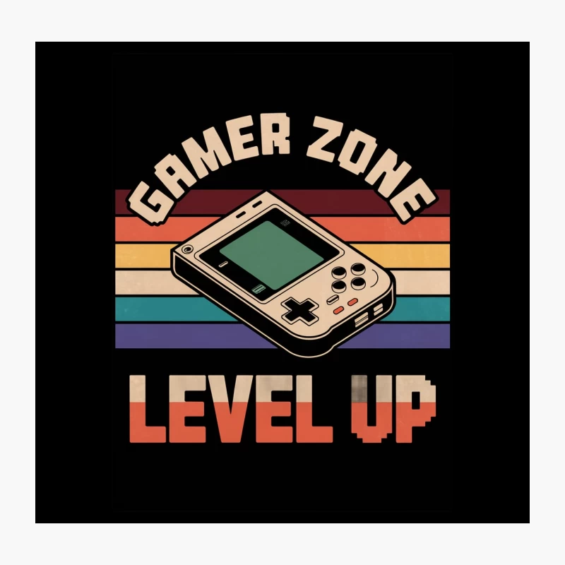 Retro Gaming Handheld Console with Rainbow Background and Gamer Zone Text Throw Pillow